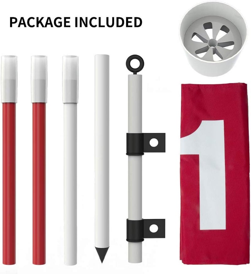 THIODOON Golf Flagstick 6ft Golf Flag and Cup for Yard Pro Detachable Golf Hole Cup and Flag for Driving Range Backyard Upgrade Anti-Rust Glass Fiber 5-Section Design with Connectors - Image 5